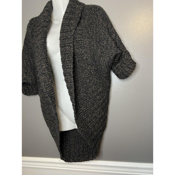 Express Sweater Womens XS Gray Black Open Front Short Sleeve Cardigan Cocoon - Picture 3 of 6